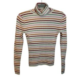Gap Vintage Y2K Striped Ribbed Turtleneck Sweater